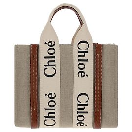 Borsa Woody Canvas Tote Chloé marrone