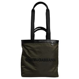 Dolce & Gabbana Sac cabas en nylon avec bandoulière, Vert Militaire