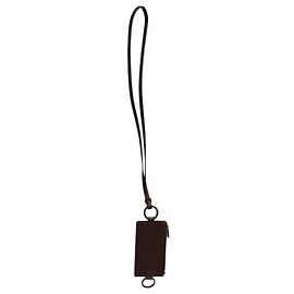 Dolce & Gabbana Brown Calf Leather Lanyard Logo Card Holder Wallet