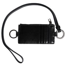 Dolce & Gabbana Black Leather Logo Embossed Lanyard Card Holder Wallet