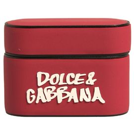 Dolce & Gabbana Airpods Case aus rotem PVC mit geprägter Logo-Plakette