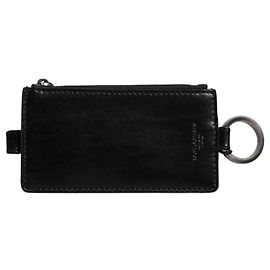 Dolce & Gabbana Black Horse Leather Lanyard Logo Card Holder Wallet