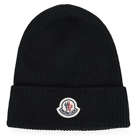 Moncler Logo Patch Wool Beanie