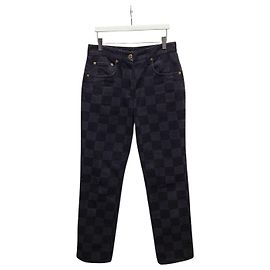 Louis Vuitton Vaqueros para mujer en denim y tejido Damier negro
