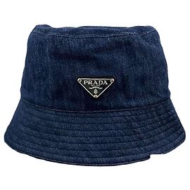 Prada Denim Bucket Hat mit Dreiecks-Logo