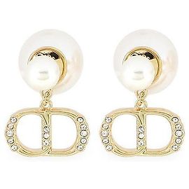 Dior Tribal Perlen-Kristall-Ohrringe für Damen (Gold/White)