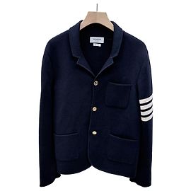 Thom Browne Diagonal Armband Milano Stitch Blazer Cardigan Navy