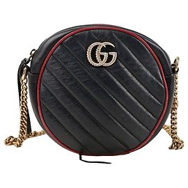 Gucci Mini Round Crossbody Bag Black Red