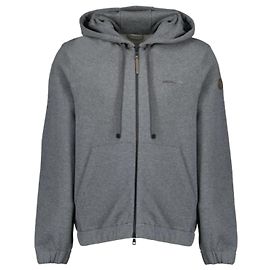 Moncler Zip-Up Hoodie aus Baumwollmischung mit Leder-Logo