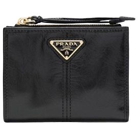 Prada Small Leather Wallet Black Calfskin