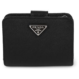 Prada Saffiano Triangle Logo Card Wallet