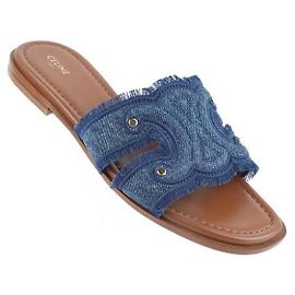 Céline Mule Marina Fringe in Denim