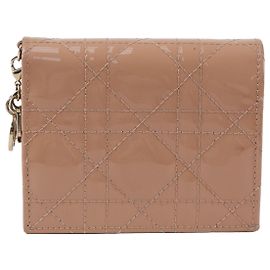 Dior Carteira Lady Mini Patent Cannage Rose de Vent