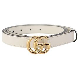 Gucci Cinturón fino GG Marmont con hebilla dorada