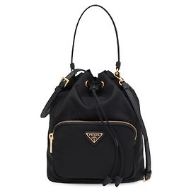 Prada Borsa a secchiello Duet Nylon New Bucket Bag Black Gold