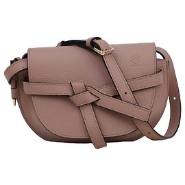 Loewe Gate Pebble Grain Calf Leather Dual Mini Crossbody Dark Blush