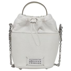 Maison Martin Margiela Mini borsa a secchiello da donna in tela bianca