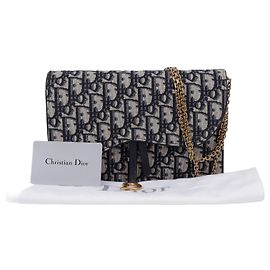 Dior Borsa Saddle Pouch Oblique Jacquard con Catena Blu