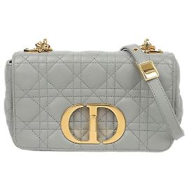 Dior Picca Borsa Caro Suppl Cannage in Pelle di Vitello Grigia