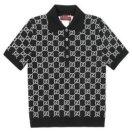 Gucci Kurzarmiges Jacquard-Wollpolo T-Shirt für Damen
