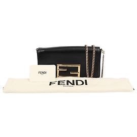 Fendi Mini Bolso de Hombro FF Logo Chain Negro