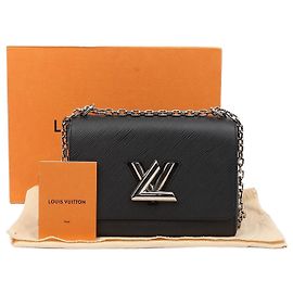Louis Vuitton Bolso Twist MM de piel Epi Grain con cadena plateada Negro