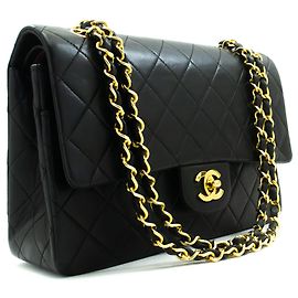 Borsa a tracolla CHANEL Classic Double Flap 10" con catena in pelle d'agnello nera