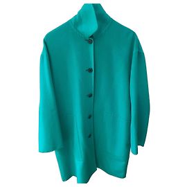 Hermès Casaco Longo Verde Turquesa Lã