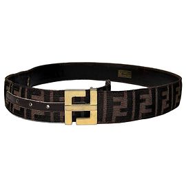 Vintage Fendi Zucca Canvas Gürtel Späte 1980s–1990s Brown Gold