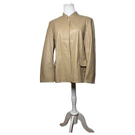 Balmain Lederjacke Vintage Ende der 1980er Jahre Hellbeige M