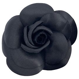 Chanel Broche vintage de flor de camelia en satén negro