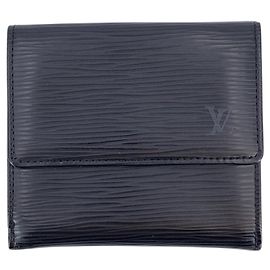 Louis Vuitton Cartera Elise Vintage de cuero Epi negro con monedero