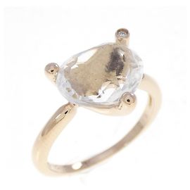Autre Marque Anello Ponte Vecchio Au750 Oro Rosa Cristallo e Diamante
