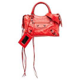 Balenciaga Bolsa Satchel Mini Motocross Classic City em pele de cordeiro vermelha
