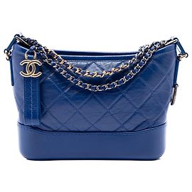 Chanel Blue Small Quilted Aged Calfskin Gabrielle Hobo