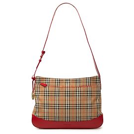 Borsa a tracolla Burberry Beige Haymarket Check Canvas