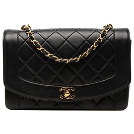 Chanel Black Medium Lambskin Diana Flap