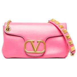 Bolsa de Ombro Valentino Pink Nappa VLogo Stud Sign