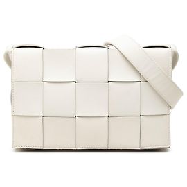 Bottega Veneta White Nappa Intrecciato Cassette Crossbody