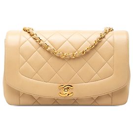 Chanel Beige Medium Lambskin Diana Flap