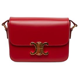 Céline Celine Red Teen Shiny Calfskin Triomphe Crossbody