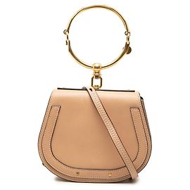 Chloé Nile Kleine Lederhandtasche Beige mit Armband