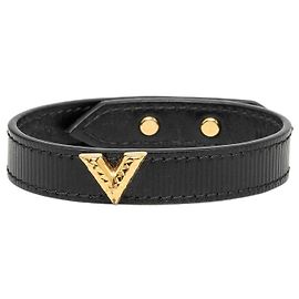 Bracelete Essential V em couro preto Louis Vuitton