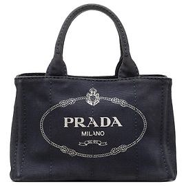 Prada Borsa Tote Small Canvas Canapa Logo Blu