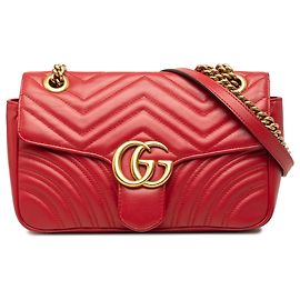 Bolso de hombro Gucci GG Marmont Matelassé de piel de becerro rojo Medium