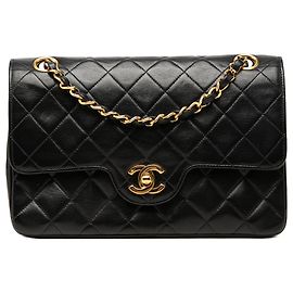 Chanel Black Small CC Quilted Lambskin Double Flap