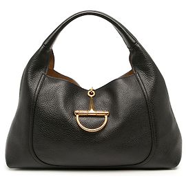 Gucci Black Maxi Grained Calfskin Softbit Hobo