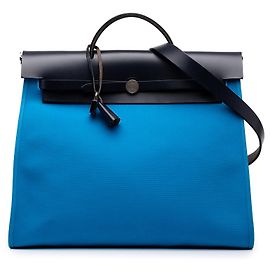 Hermès Blue Toile Herbag Zip 39