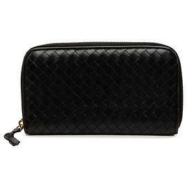 Cartera larga con cremallera Bottega Veneta en Nappa Intrecciato negro