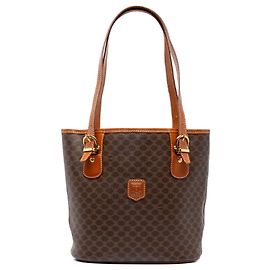 Céline Tote Celine in tela rivestita Macadam marrone
